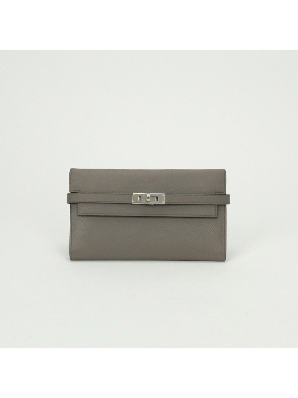 Hermes Kelly Wallet Epsom Etain Gray Silver Veau